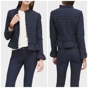 Banana Republic tartan plaid ruffle blazer jacket 12